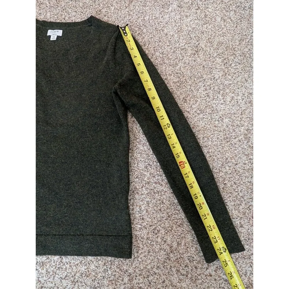 J.CREW Sweater Women XS Olive Green Heather Teddie Pullover Cotton Merino Wool